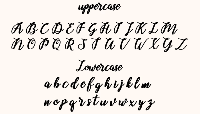 Belinda Script Font Character map