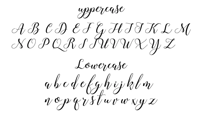 Montic font character map