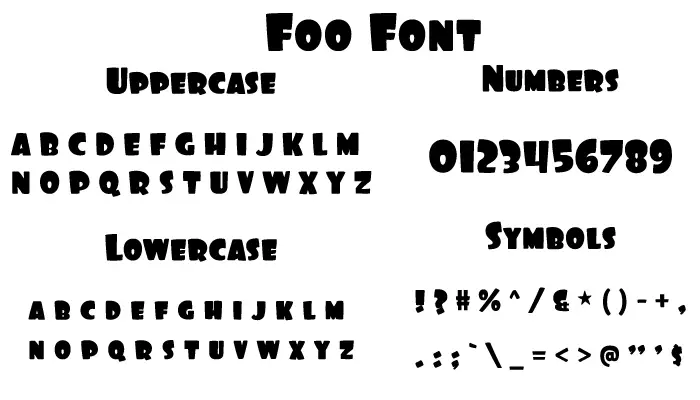 Foo Font Character map