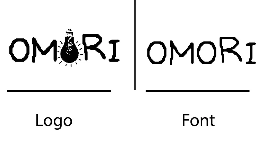 Omori logo vs Omori font similarity example