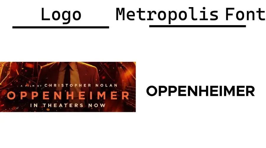 Oppenheimer logo vs Metropolis Bold font similarity example