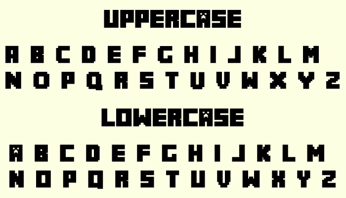 Minecraft font Character map