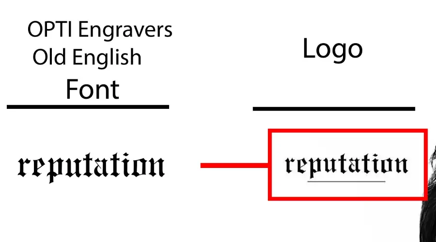 Reputation Album logo vs OPTI Engravers old english font similarity example