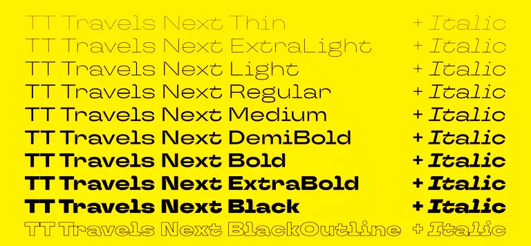 TT Travels Next Font Family Structure